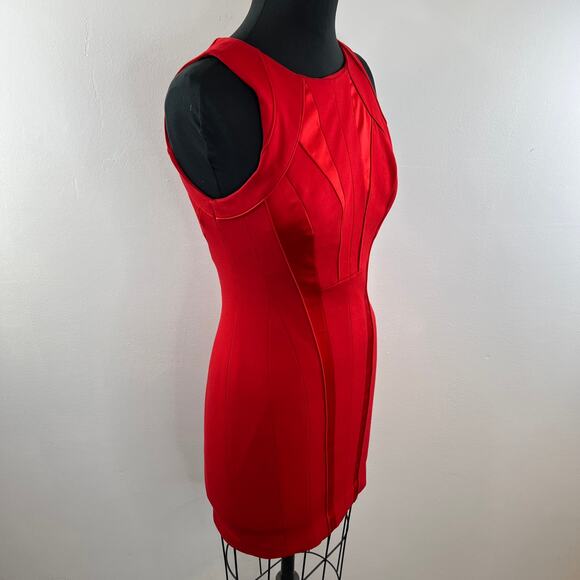 Karen Millen Red Crisscross Back Paneled Satin Mini Cocktail Party Dress DM149 4 - Picture 6 of 9